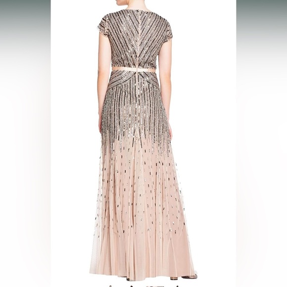 NWT Adrianna Papell Women's Cap Sleeve Linear Beaded Gown. Size 12 - Picture 13 of 13